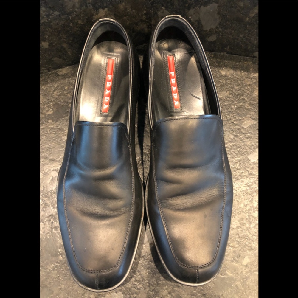 PRADA Linea Rossa Black Leather Men’s Loafers - Picture 3 of 8